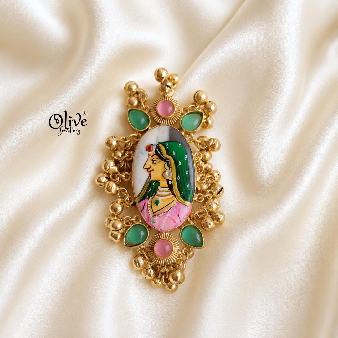 Natural Stone Tanjore Finger Ring -189