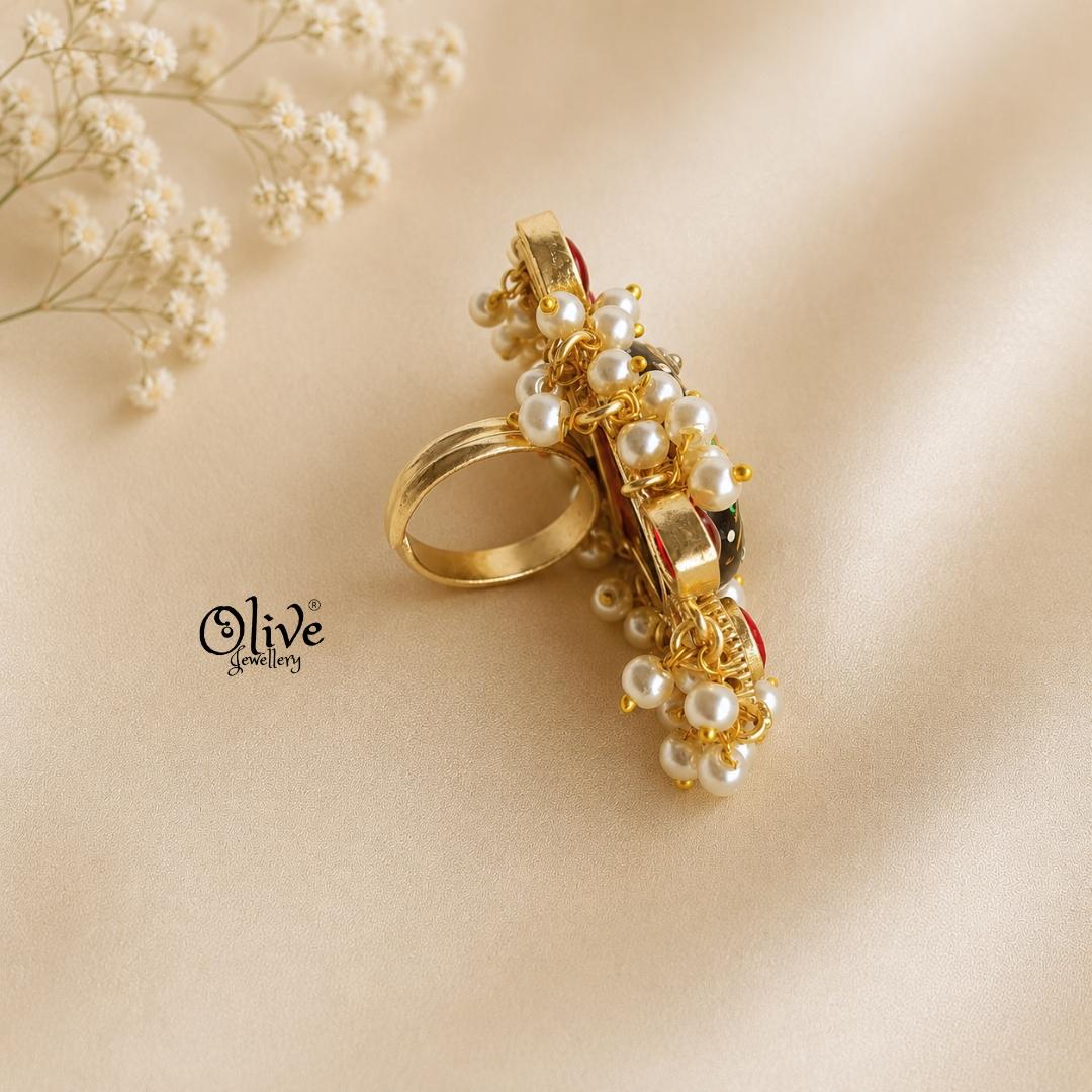 Natural Stone Tanjore Finger Ring -185