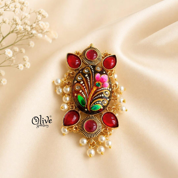 Natural Stone Tanjore Finger Ring -191