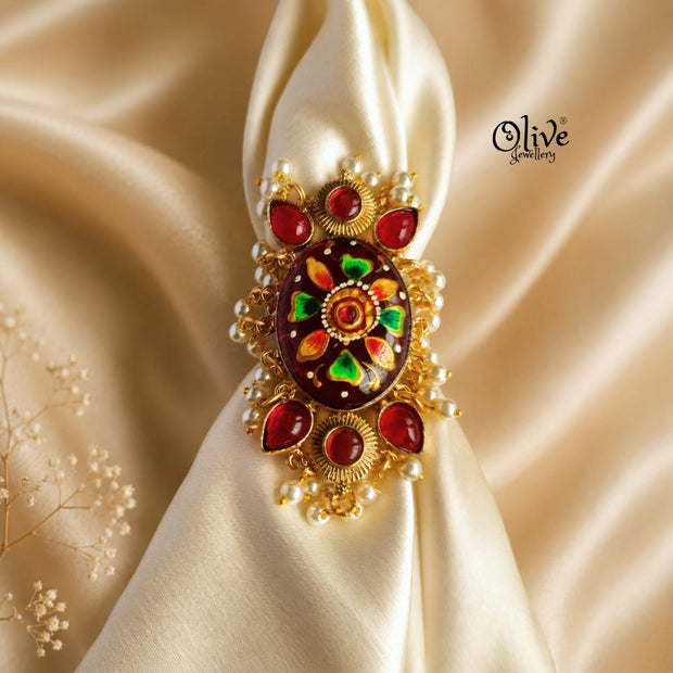 Natural Stone Tanjore Finger Ring -192