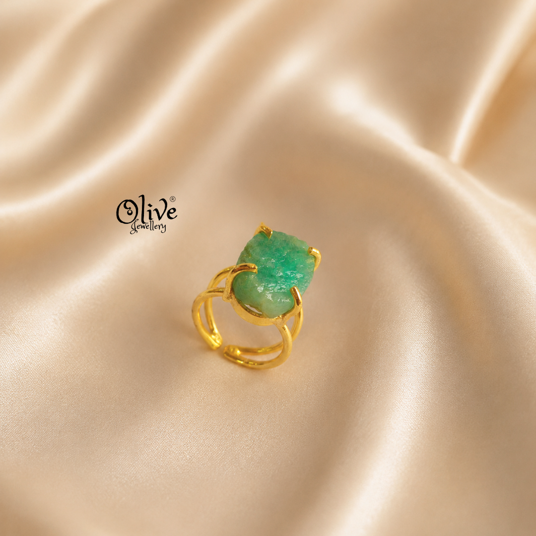 Natural Stones Finger Rings - Claw Fitting - Big Rough Shape -0199
