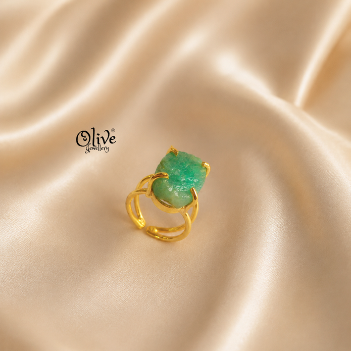 Natural Stones Finger Rings - Claw Fitting - Big Rough Shape -0199