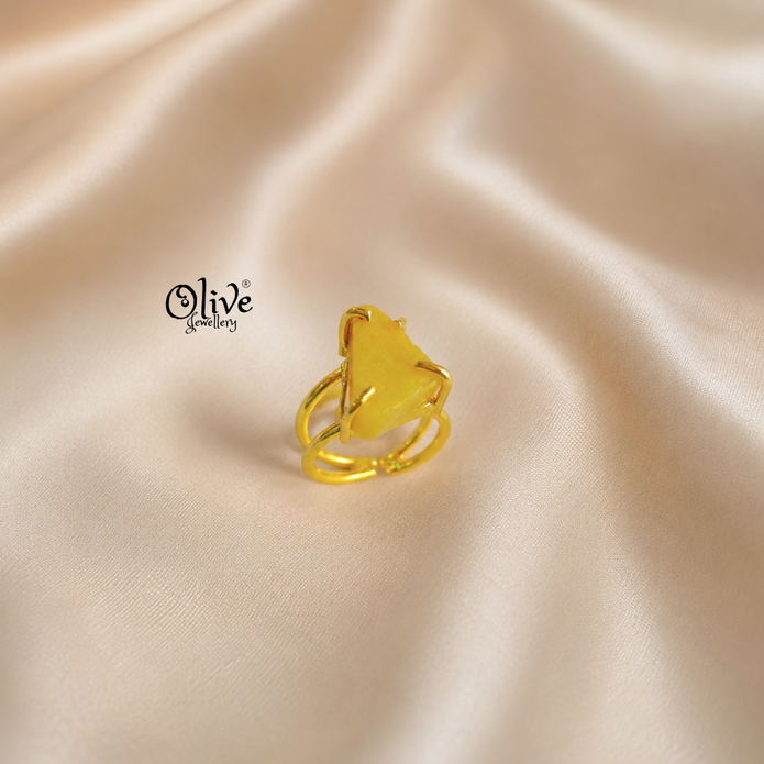 Natural Stones Finger Rings - Claw Fitting - Big Rough Shape -0199