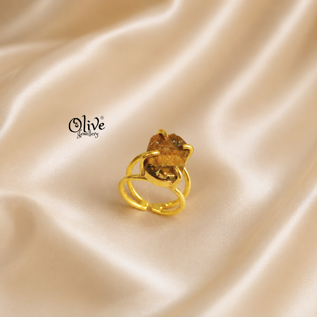 Natural Stones Finger Rings - Claw Fitting - Big Rough Shape -0199