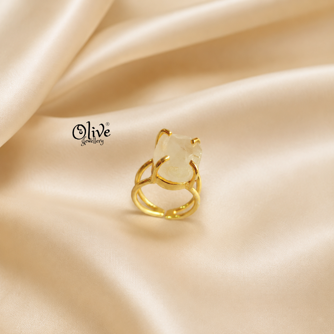 Natural Stones Finger Rings - Claw Fitting - Big Rough Shape -0199