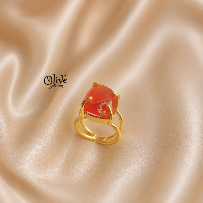 Natural Stones Finger Rings - Claw Fitting - Big Rough Shape