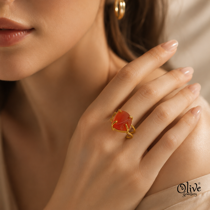Natural Stones Finger Rings - Claw Fitting - Big Rough Shape