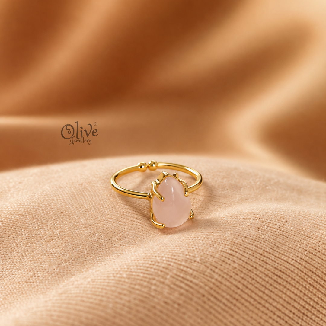 Natural Stone Finger Rings - Claw Fitting -  drop Shape - Full Finished-209