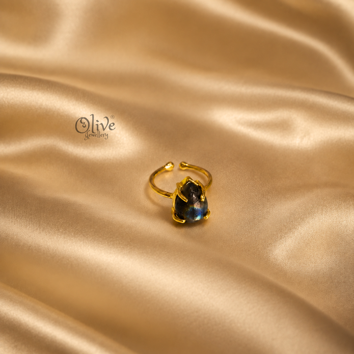 Natural Stone Finger Rings - Claw Fitting -  drop Shape - Full Finished-209
