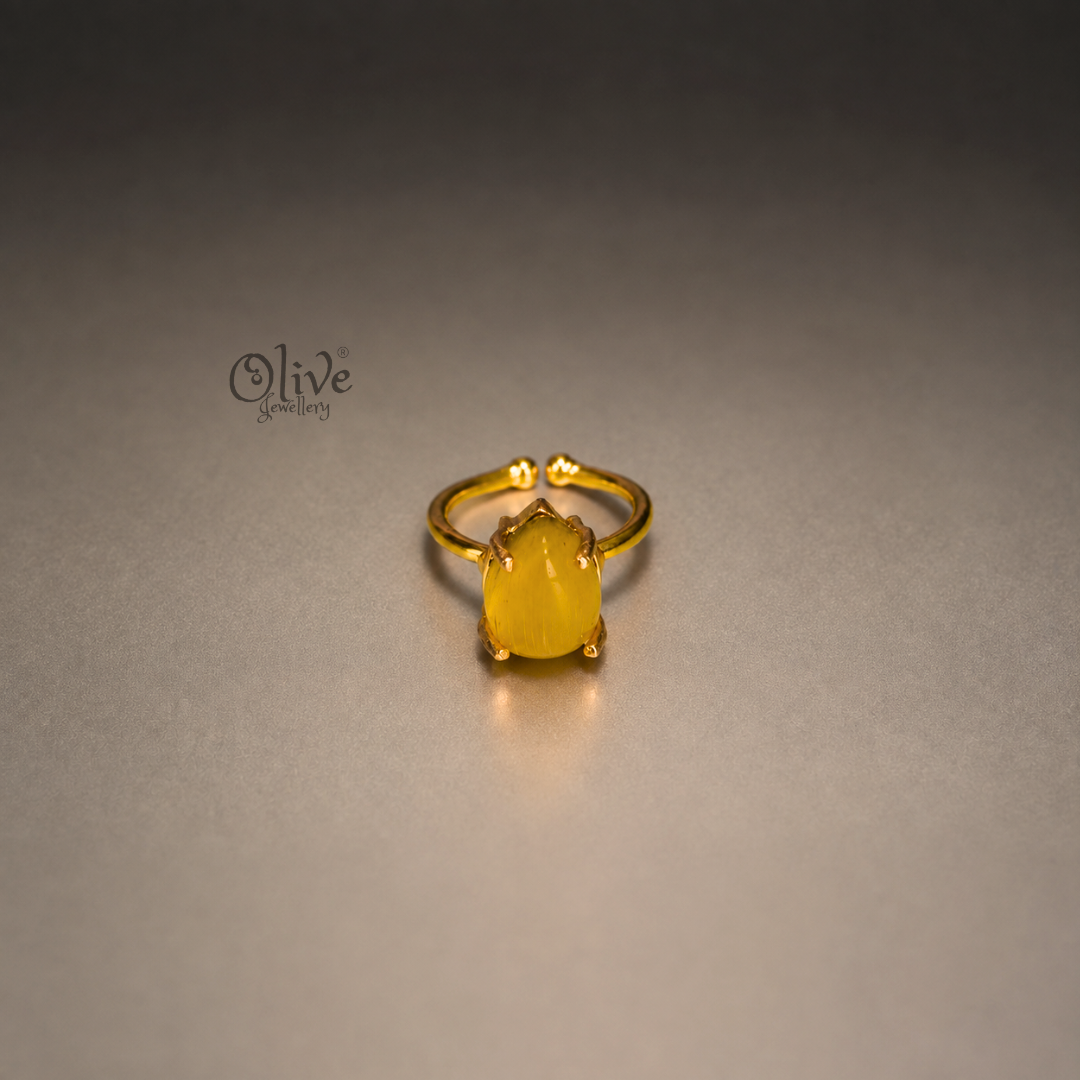 Natural Stone Finger Rings - Claw Fitting -  drop Shape - Full Finished-209