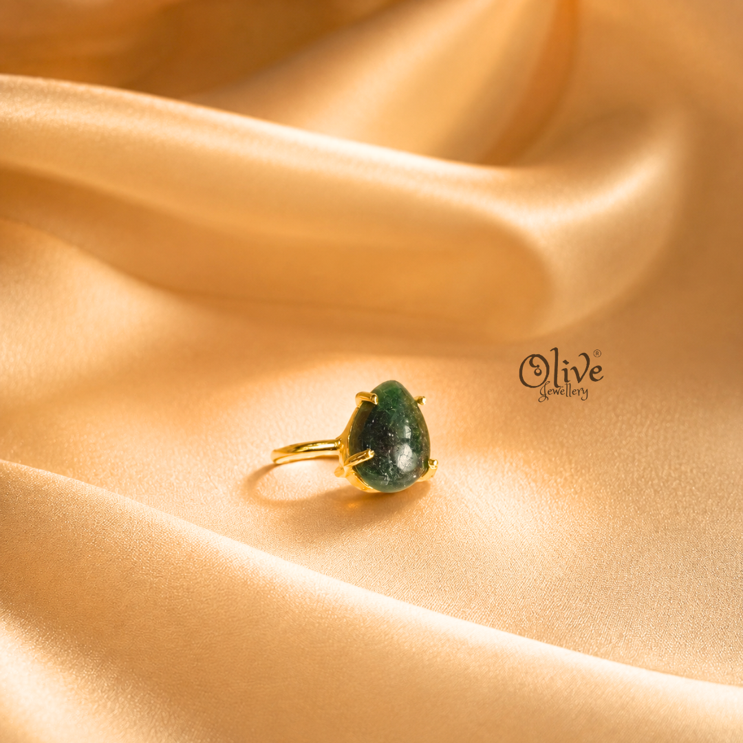 Natural Stone Finger Rings - Claw Fitting -  drop Shape - Full Finished-209