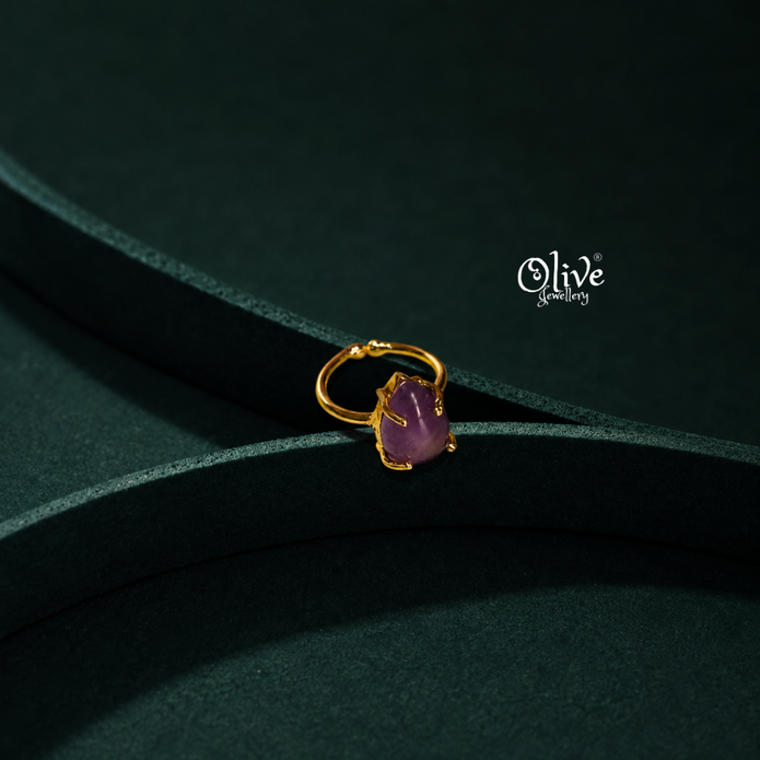 Natural Stone Finger Rings - Claw Fitting -  drop Shape - Full Finished-209