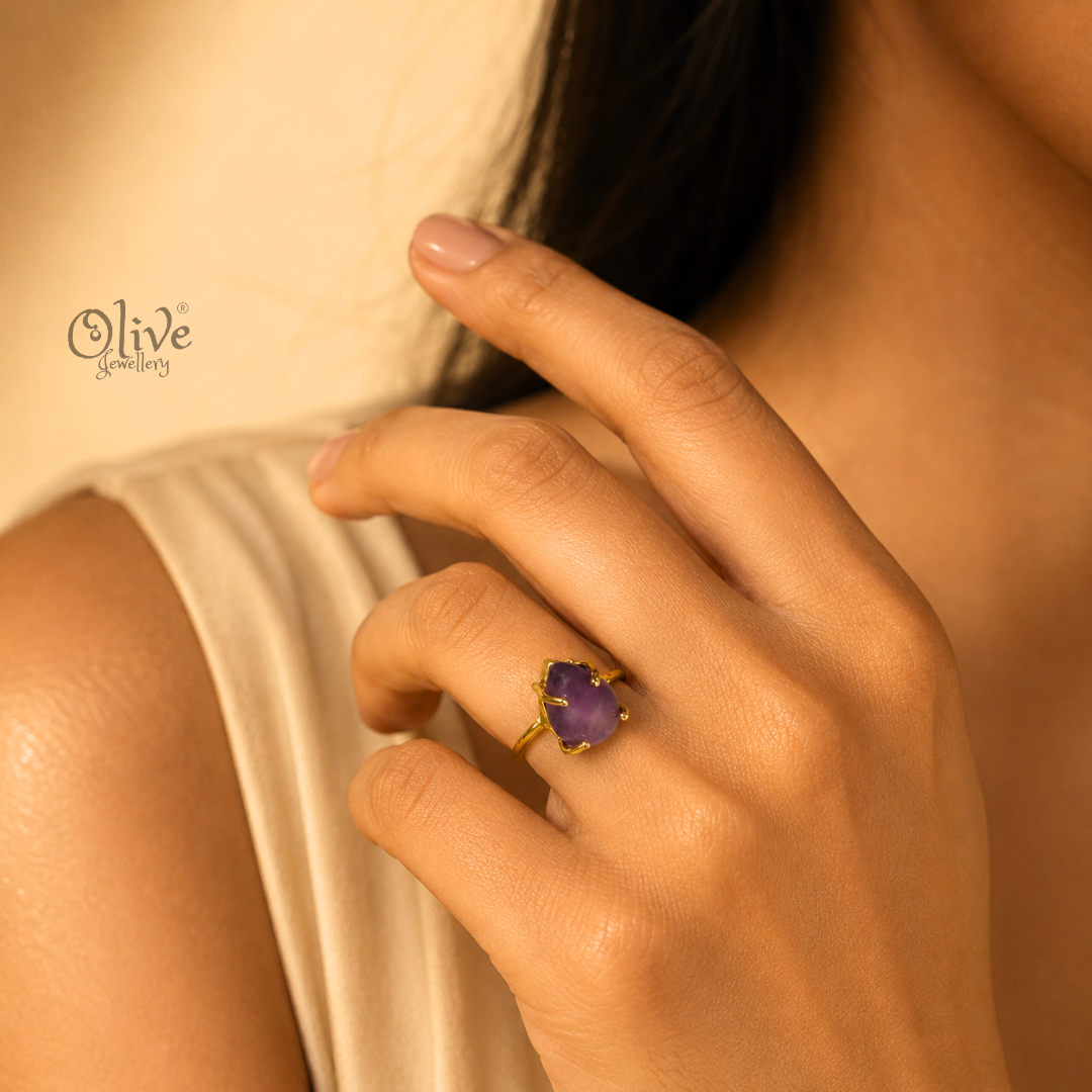 Natural Stone Finger Rings - Claw Fitting -  drop Shape - Full Finished-209