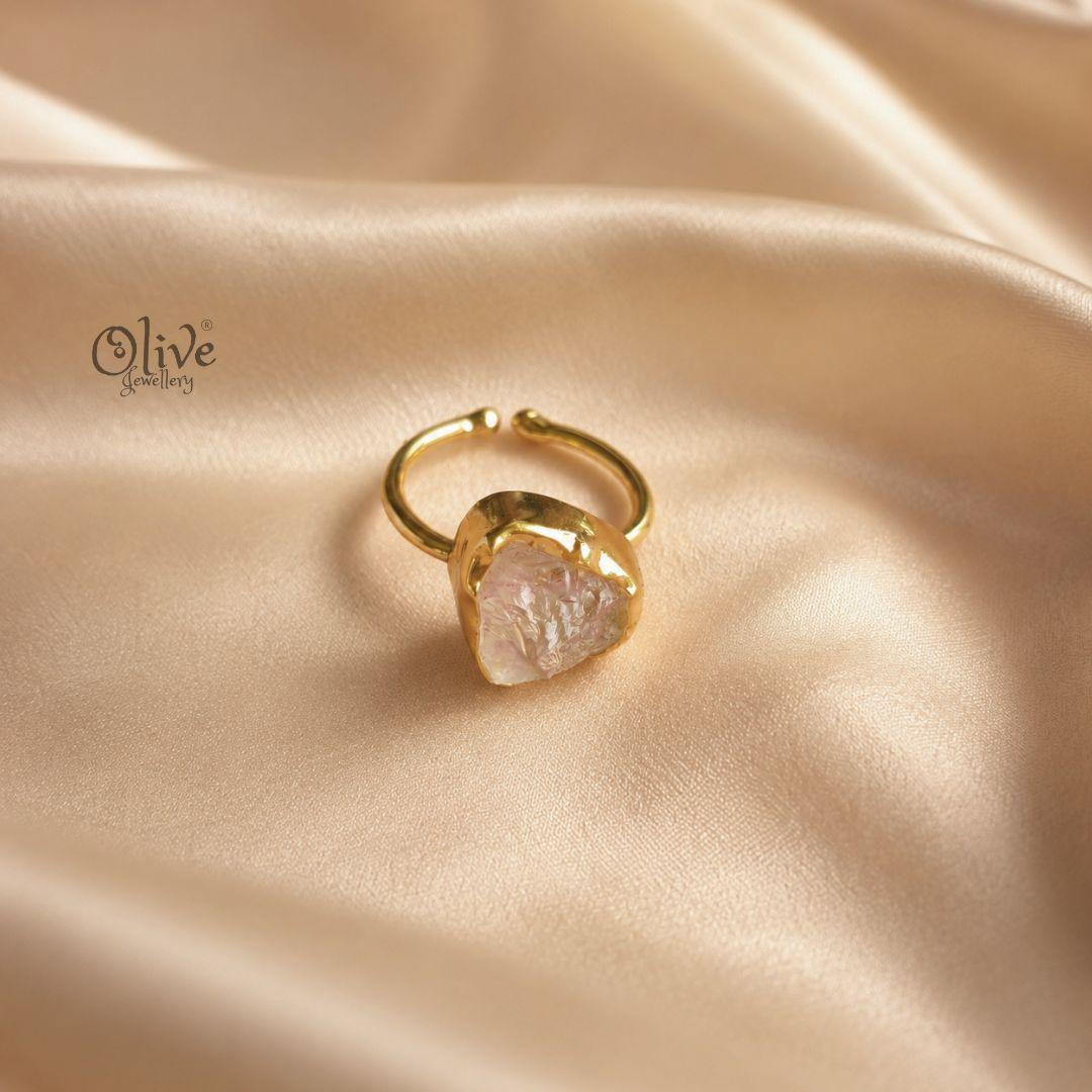Natural Stone Finger Rings - Collet Fitting - Rough Shape 226