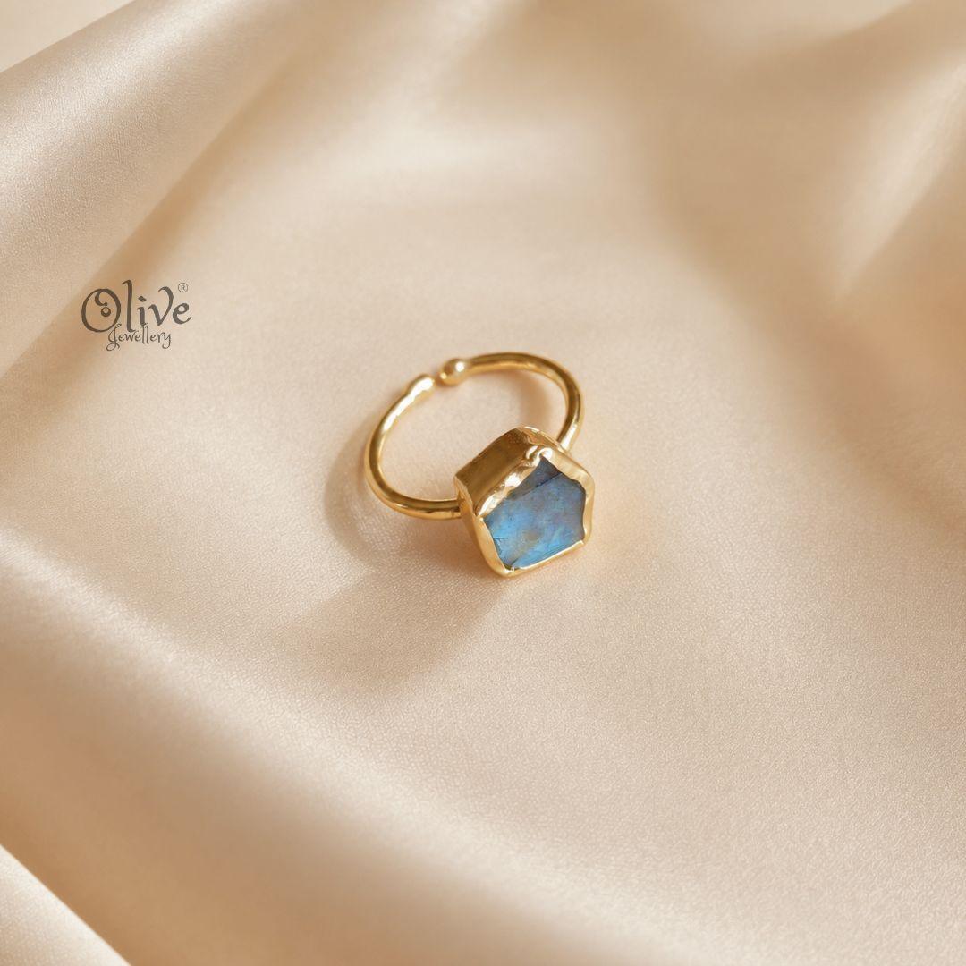 Natural Stone Finger Rings - Collet Fitting - Rough Shape 226