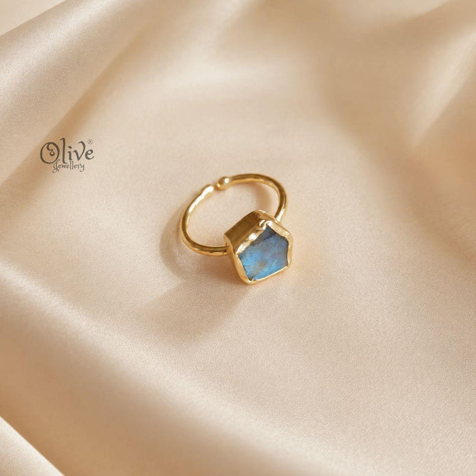 Natural Stone Finger Rings - Collet Fitting - Rough Shape 226