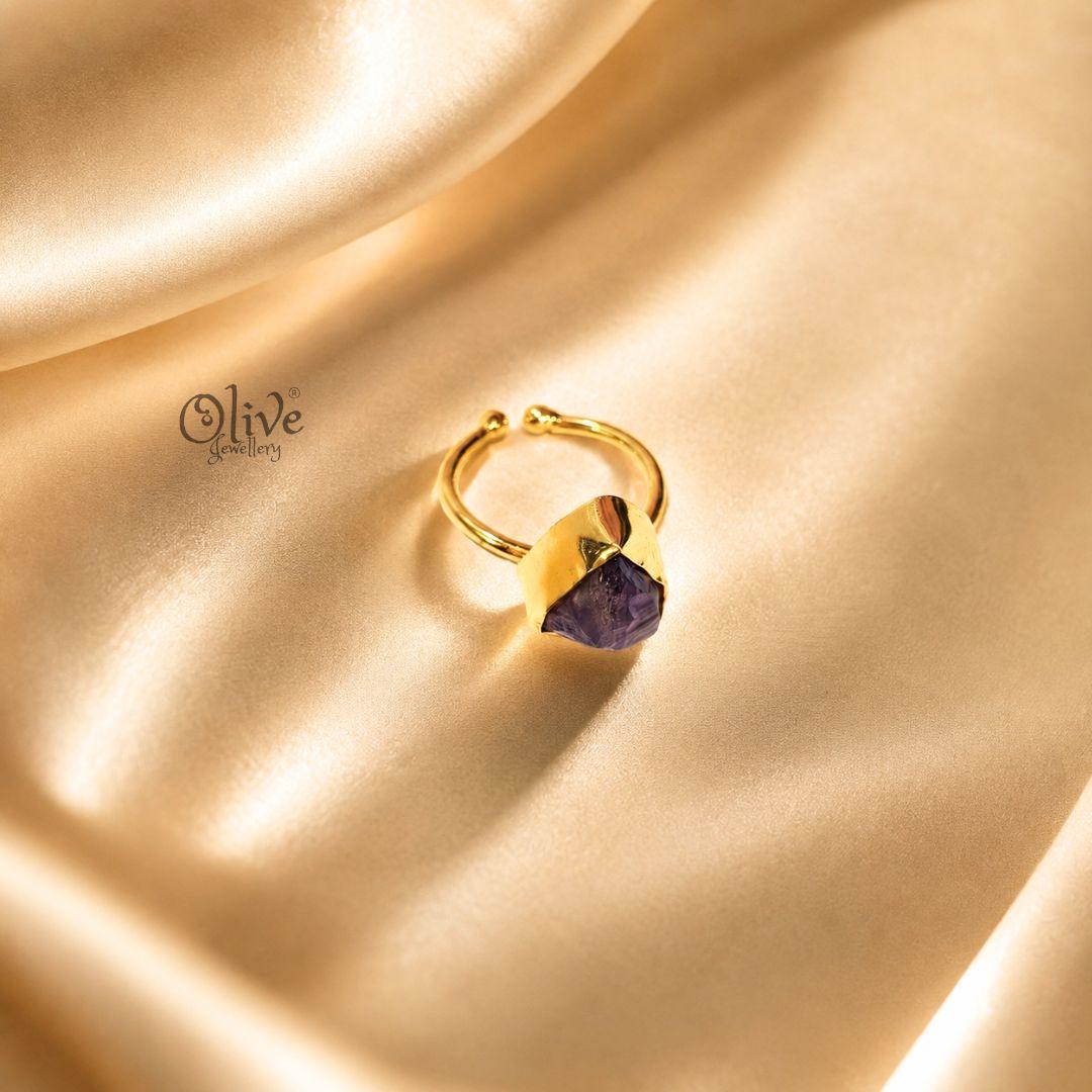 Natural Stone Finger Rings - Collet Fitting - Rough Shape 226