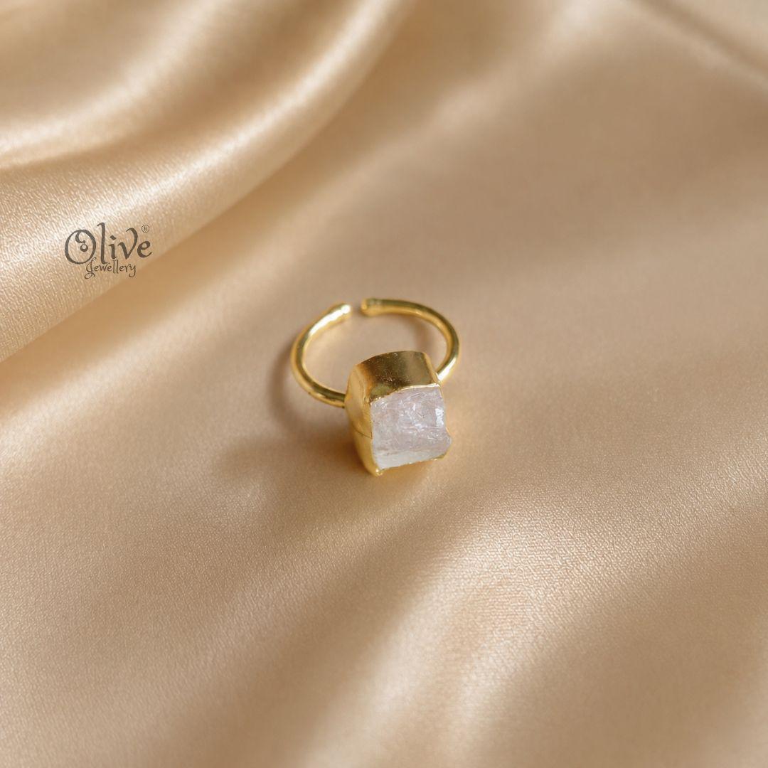 Natural Stone Finger Rings - Collet Fitting - Rough Shape 226
