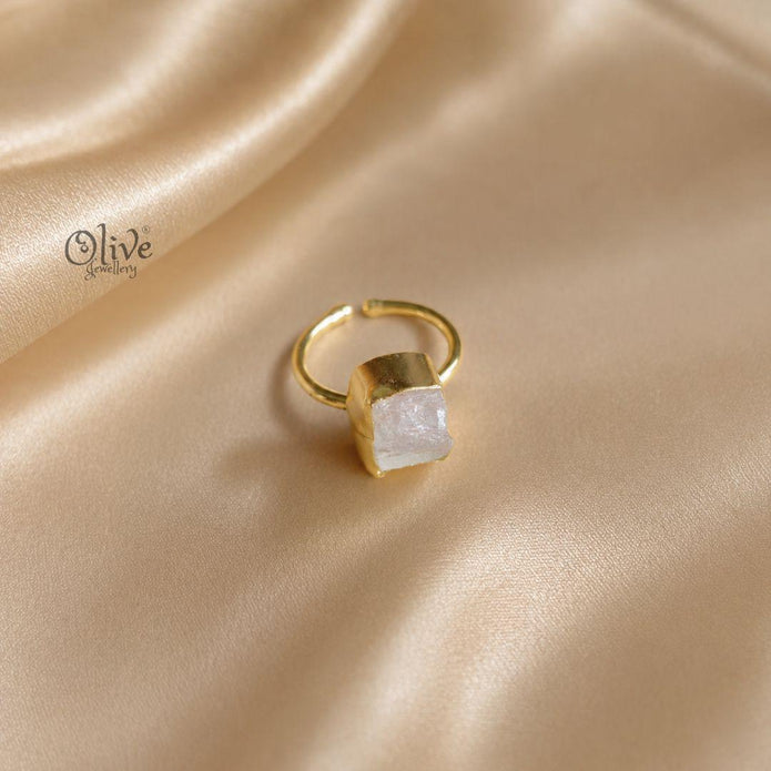 Natural Stone Finger Rings - Collet Fitting - Rough Shape 226