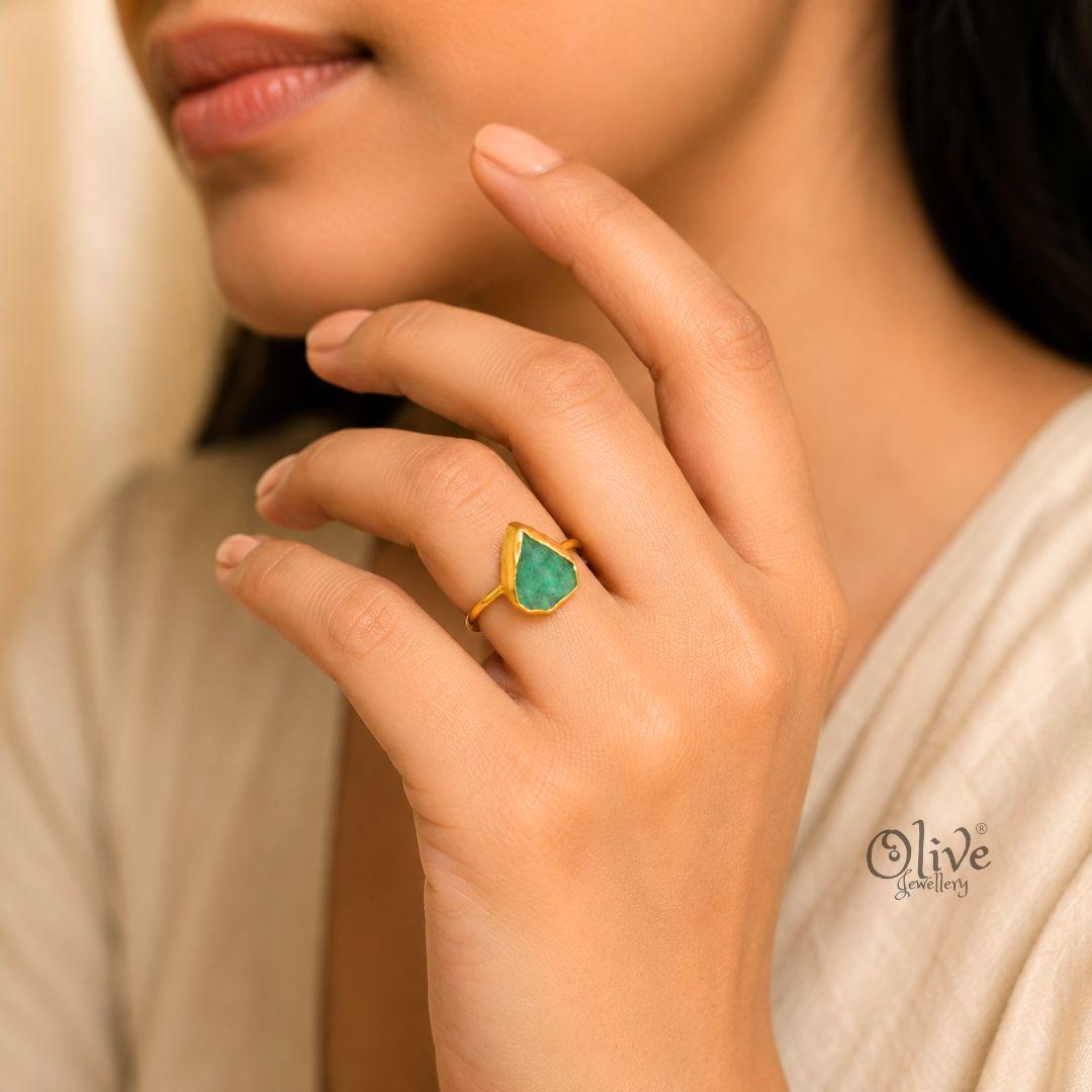 Natural Stone Finger Rings - Collet Fitting - Rough Shape 226
