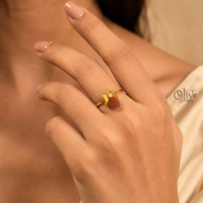 Natural Stone Finger Rings - Collet Fitting - Rough Shape 226