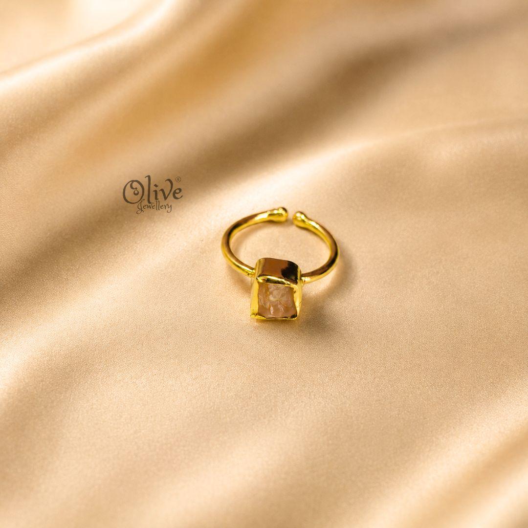 Natural Stone Finger Rings - Collet Fitting - Rough Shape 226