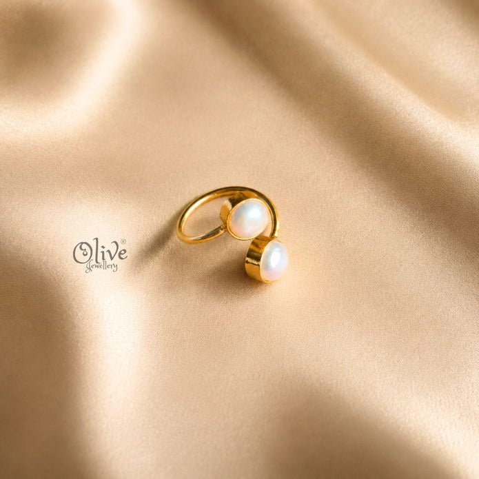 Fresh Water Pearl Finger Rings - Collet Fitting - Double Pearl -235