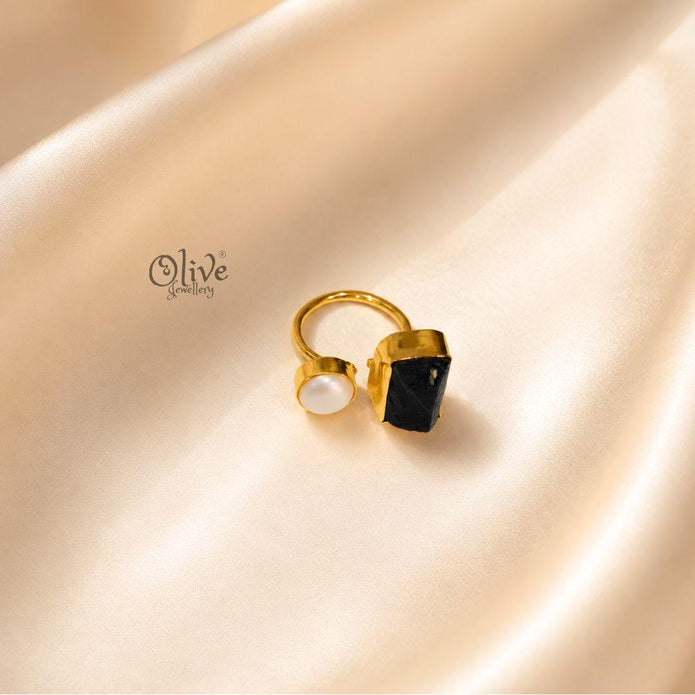 Natural Stone Finger Rings - Collet Fitting - Rough Shape 236