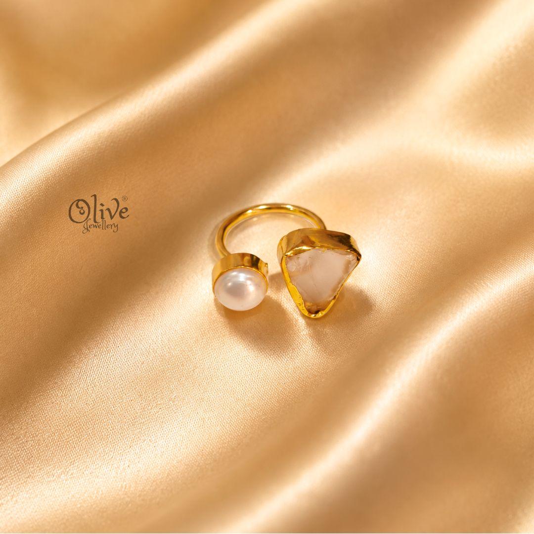 Natural Stone Finger Rings - Collet Fitting - Rough Shape 236