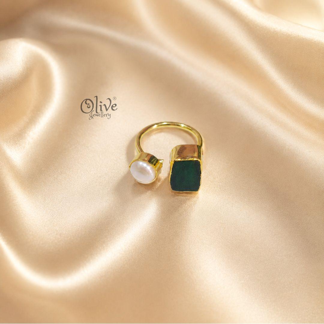 Natural Stone Finger Rings - Collet Fitting - Rough Shape 236