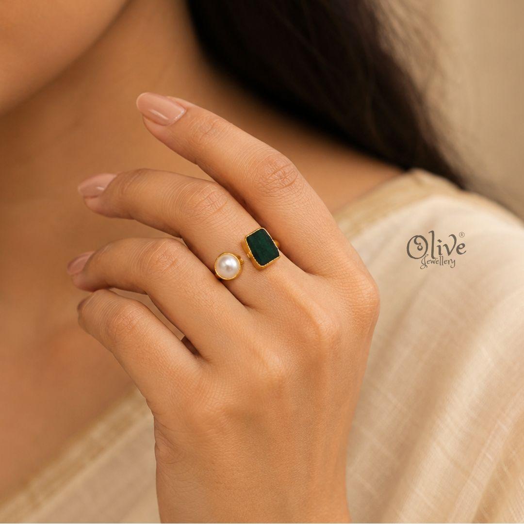 Natural Stone Finger Rings - Collet Fitting - Rough Shape 236