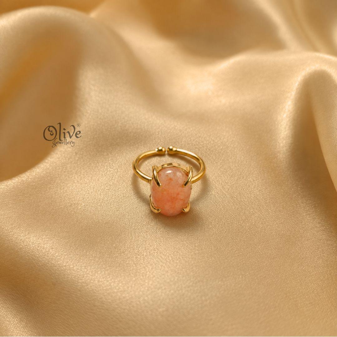 Natural Stone Finger Rings - Claw Fitting - Oval Shape - Full Finished -240