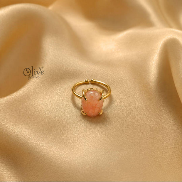 Natural Stone Finger Rings - Claw Fitting - Oval Shape - Full Finished -240