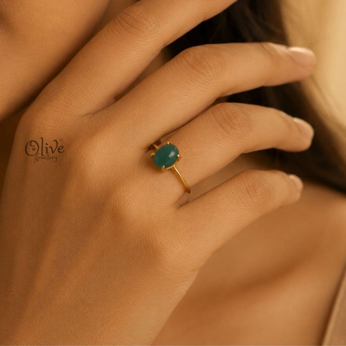 Natural Stone Finger Rings - Claw Fitting - Oval Shape - Full Finished -240
