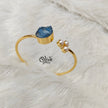 Natural Stones Kadas - Collet Fitting - Rough Shape And 3 Pearls