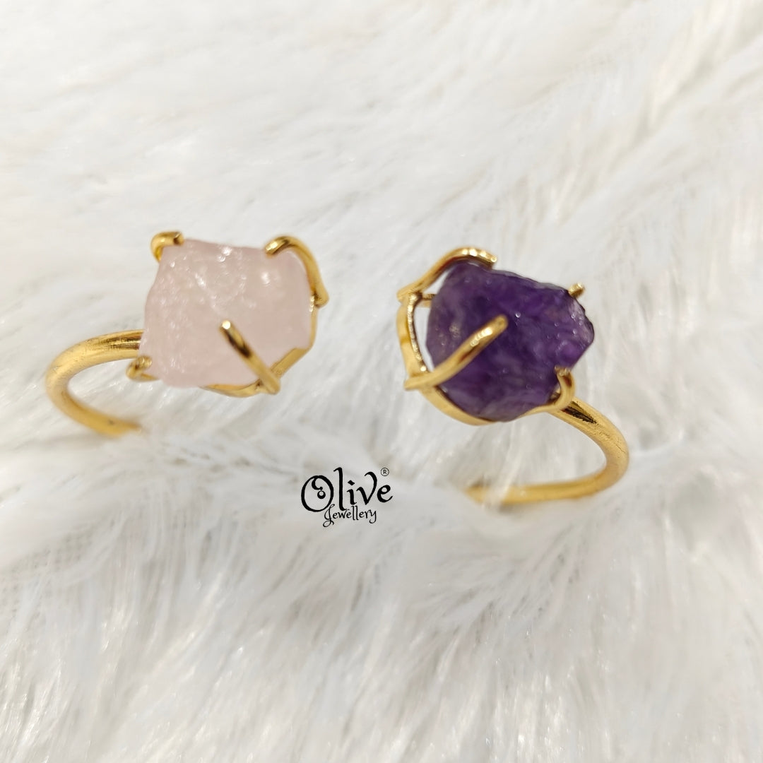 Natural Stones Kada - Claw Fitting - Rough Shape - Double Stone