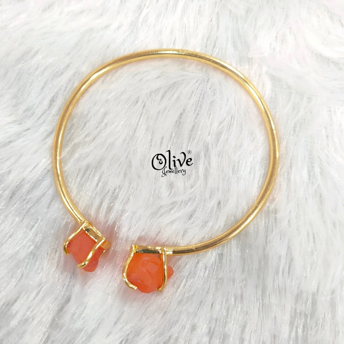 Natural Stones Kada - Claw Fitting - Rough Shape - Double Stone
