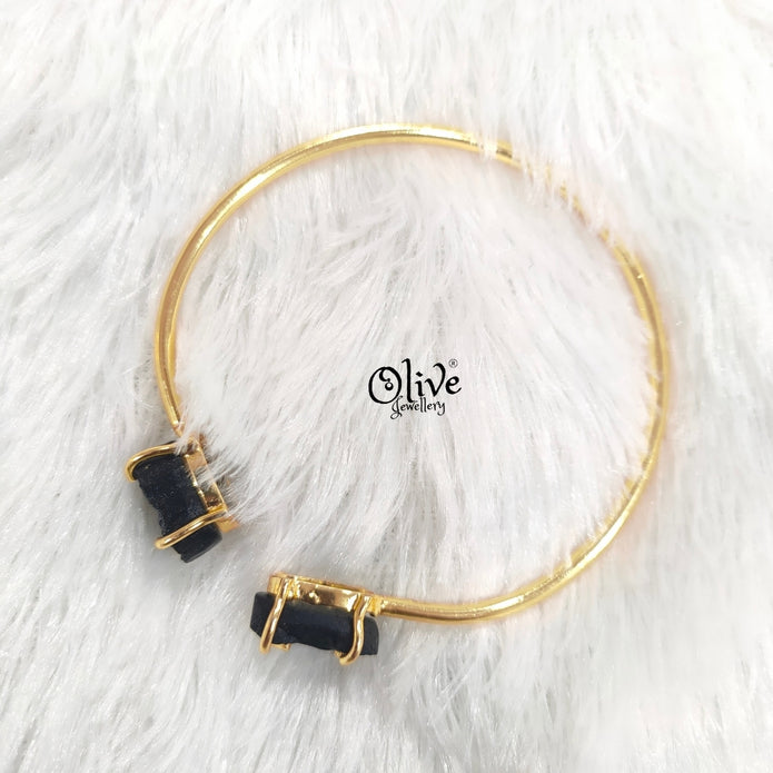 Natural Stones Kada - Claw Fitting - Rough Shape - Double Stone