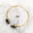 Natural Stones Kada - Claw Fitting - Rough Shape - Double Stone