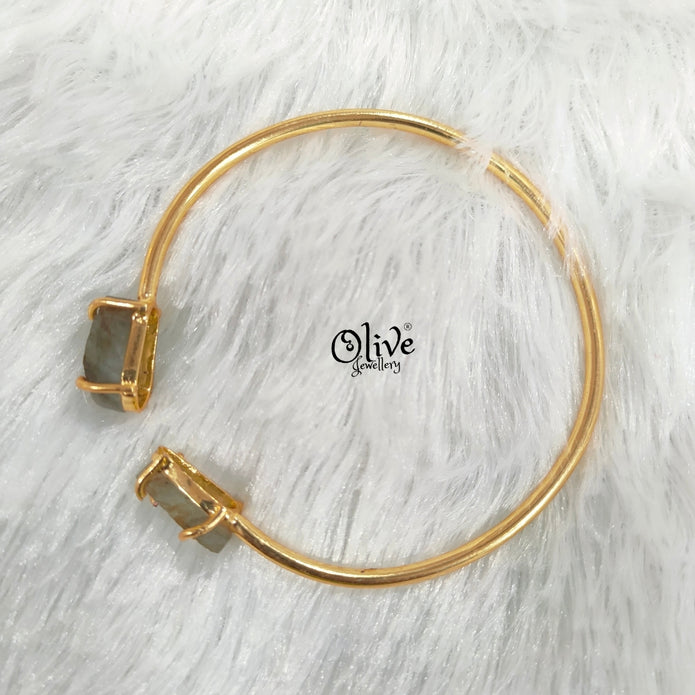 Natural Stones Kada - Claw Fitting - Rough Shape - Double Stone