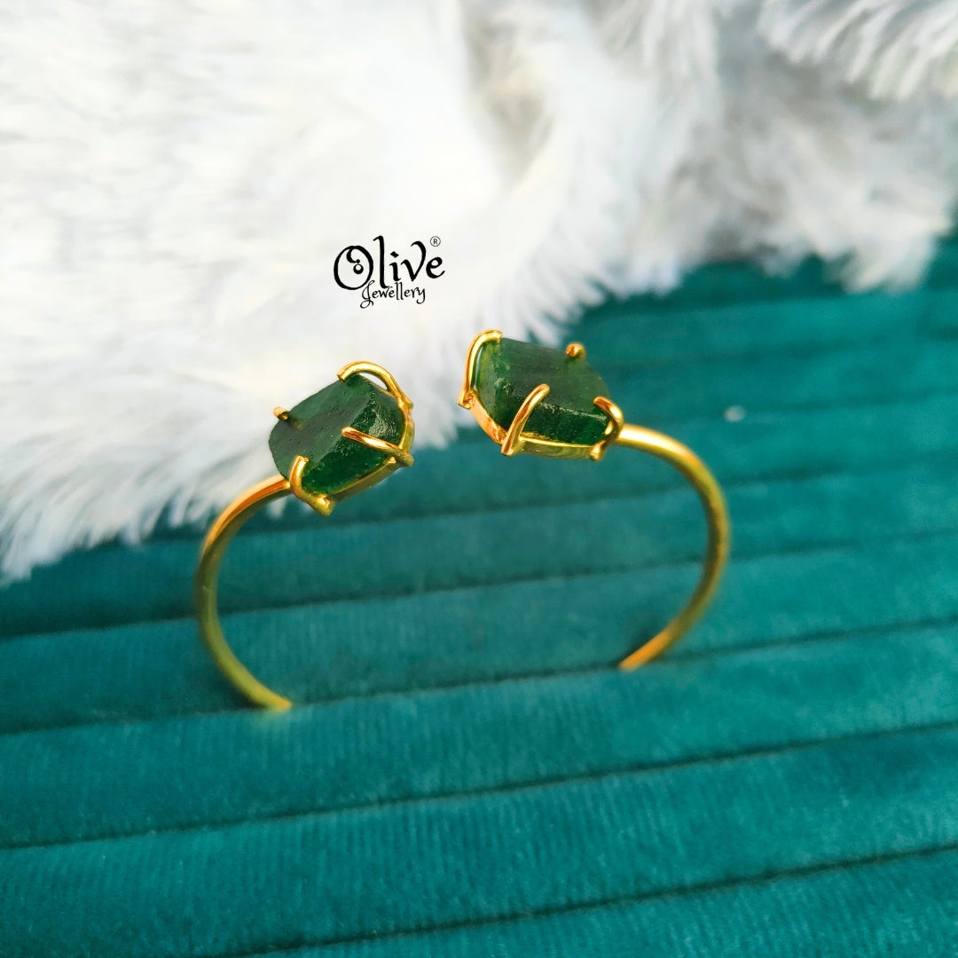 Natural Stones Kada - Claw Fitting - Rough Shape - Double Stone