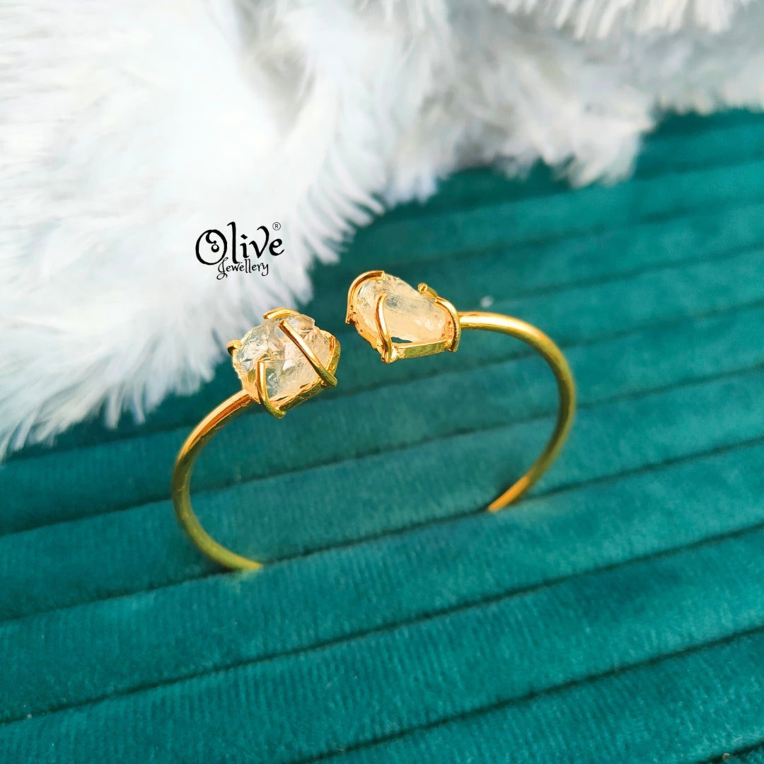 Natural Stones Kada - Claw Fitting - Rough Shape - Double Stone