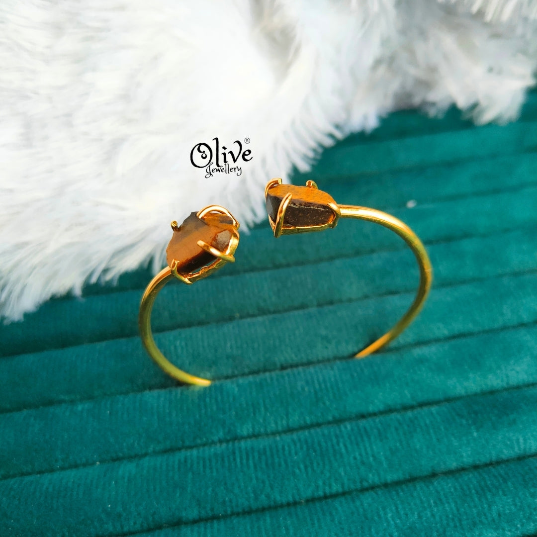 Natural Stones Kada - Claw Fitting - Rough Shape - Double Stone