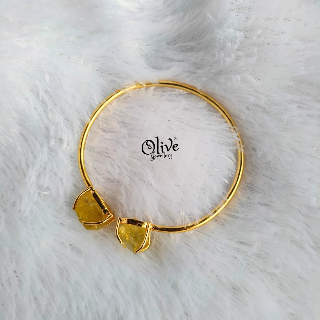 Natural Stones Kada - Claw Fitting - Rough Shape - Double Stone