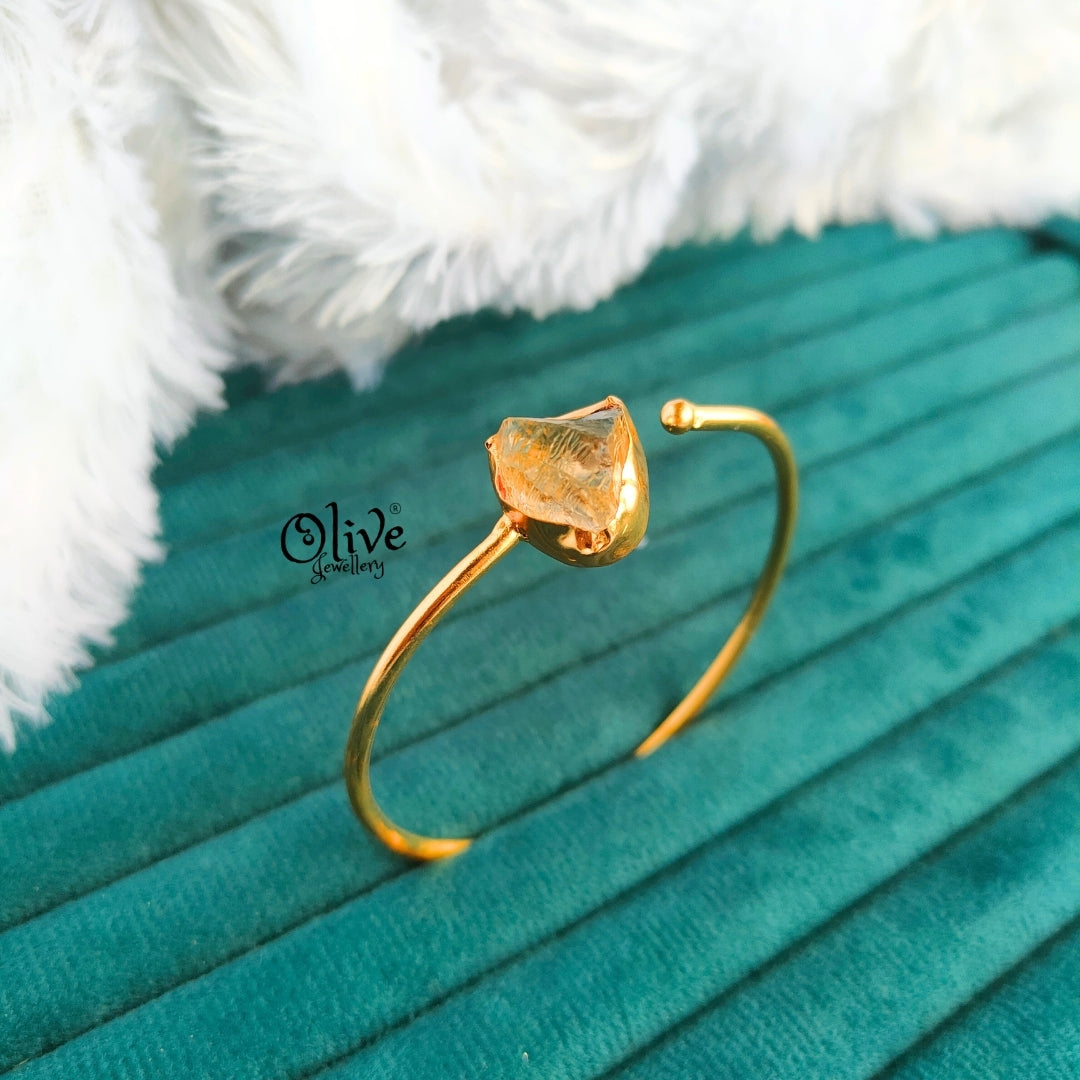 Natural Stone Kada - Collet Fitting - Single Stone - Rough Shape