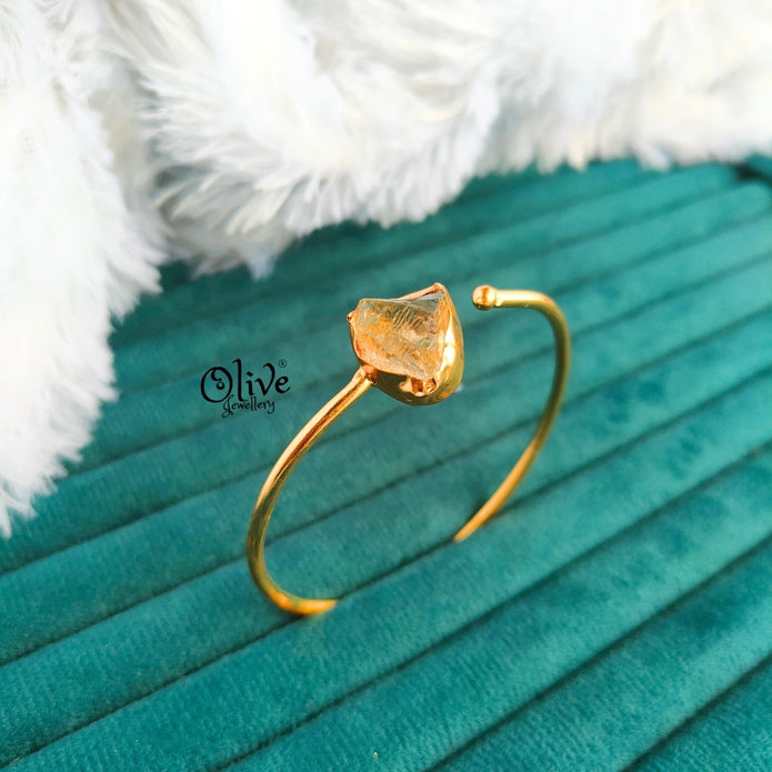 Natural Stone Kada - Collet Fitting - Single Stone - Rough Shape