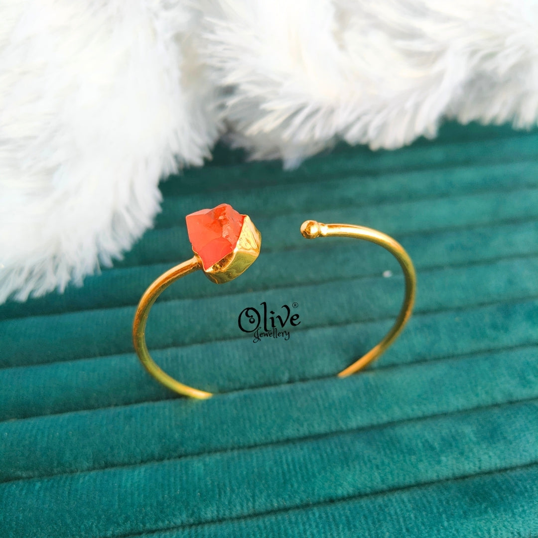 Natural Stone Kada - Collet Fitting - Single Stone - Rough Shape