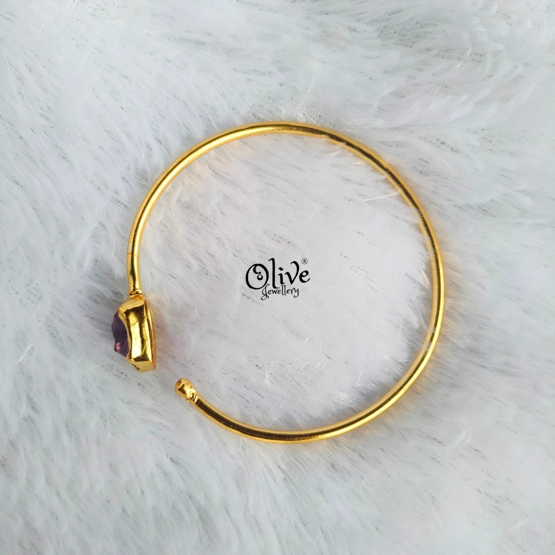 Natural Stone Kada - Collet Fitting - Single Stone - Rough Shape