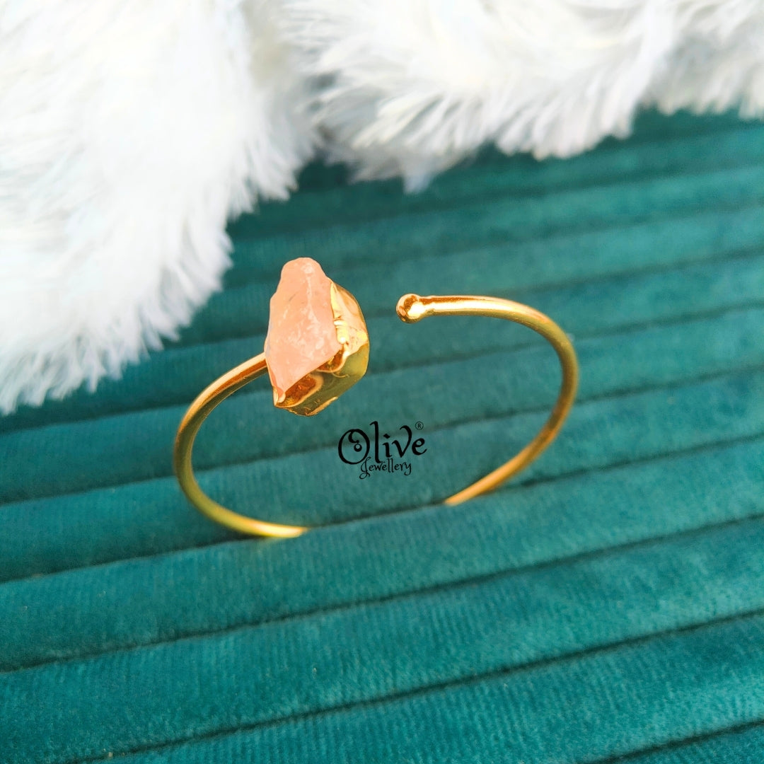 Natural Stone Kada - Collet Fitting - Single Stone - Rough Shape