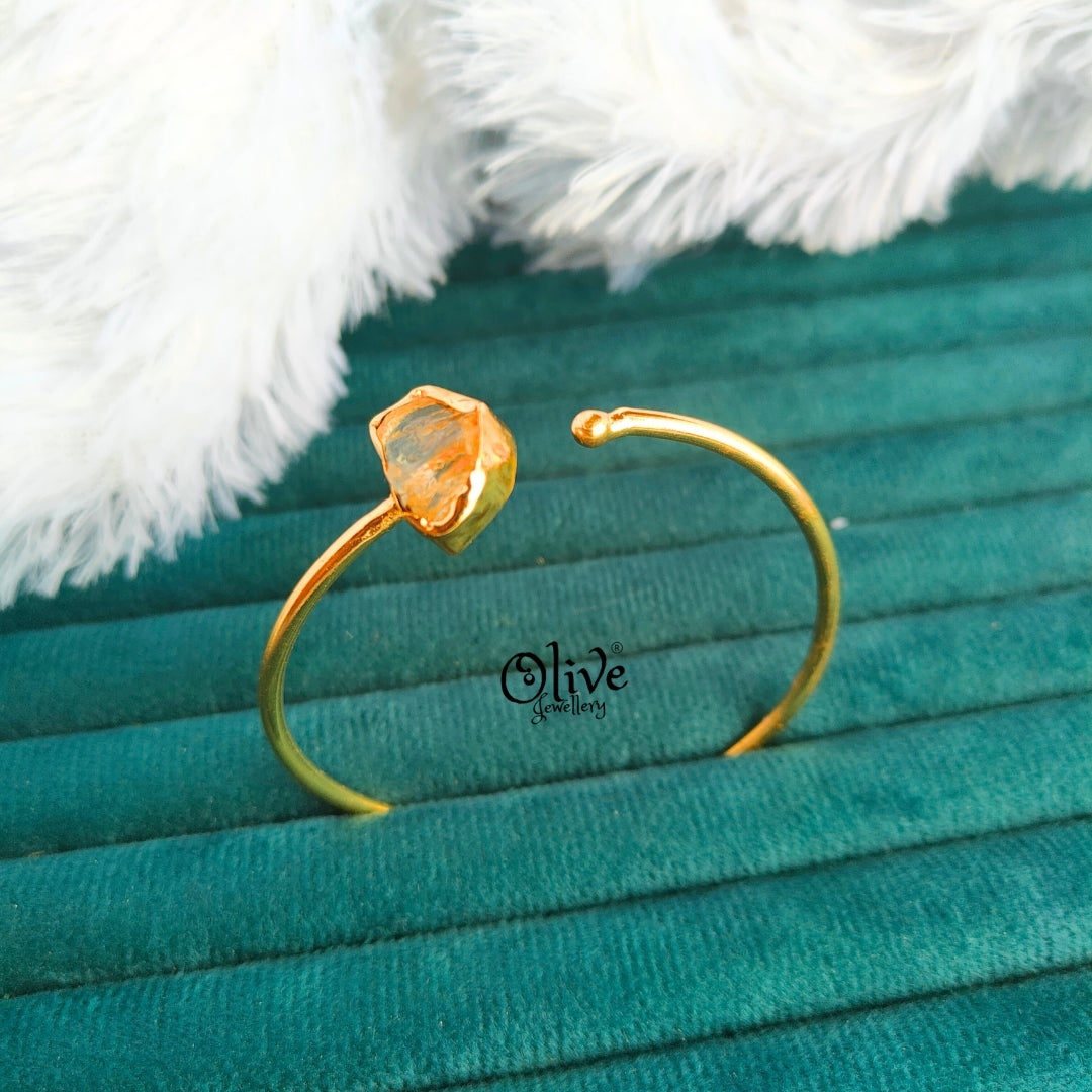 Natural Stone Kada - Collet Fitting - Single Stone - Rough Shape